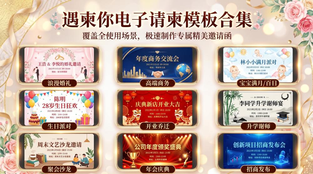 生日电子邀请函免费做！零基础排版技巧，氛围感直接拉满